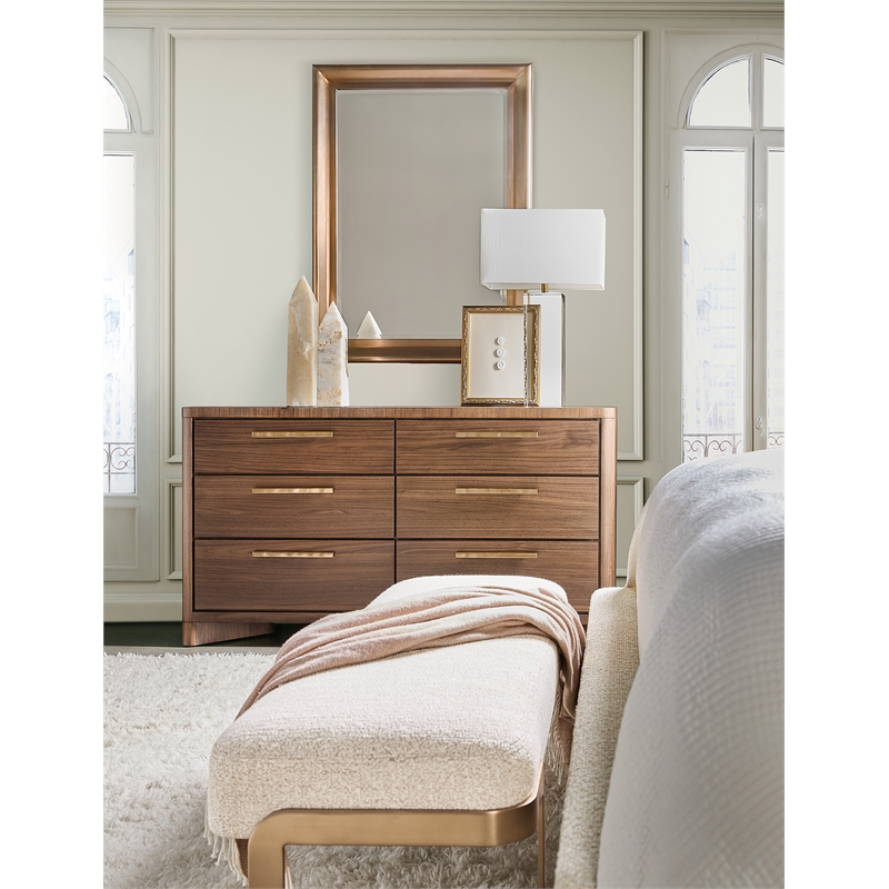 Bowery Hill Eleana Landscape Mirror with Gold Metal Frame