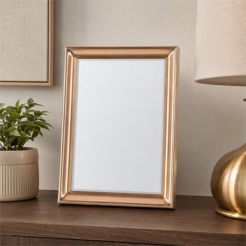 Bowery Hill Eleana Landscape Mirror with Gold Metal Frame