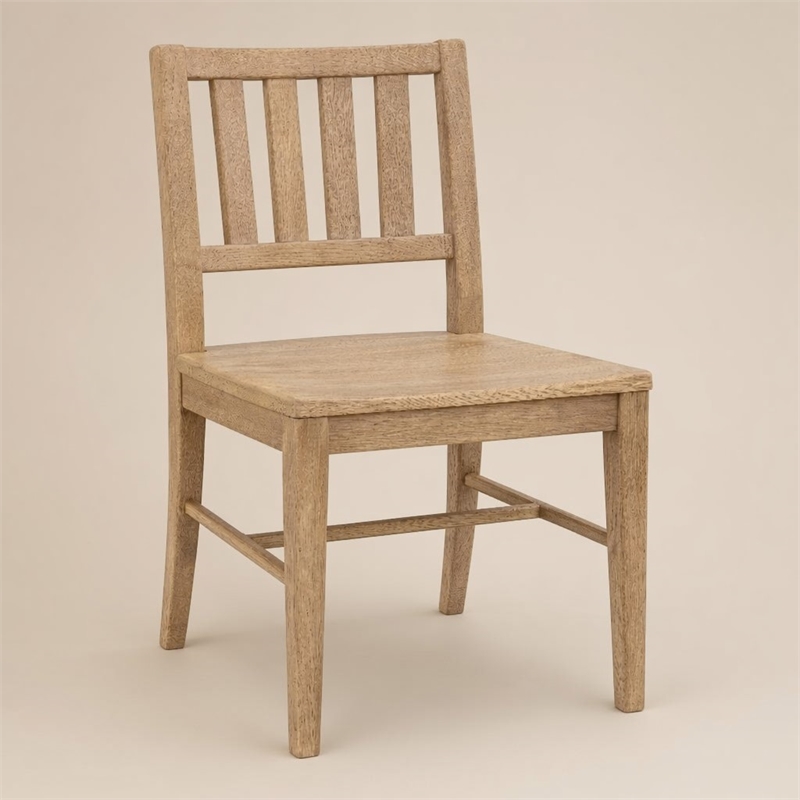 Bowery Hill Driftwood Side Chair in Light Brown Slat-Back Design