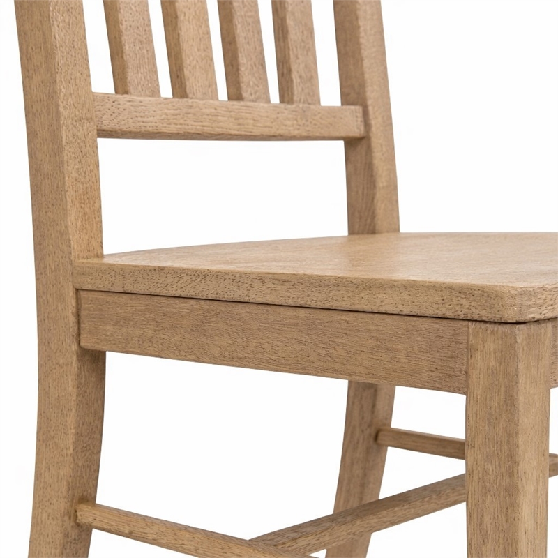 Bowery Hill Driftwood Side Chair in Light Brown Slat-Back Design