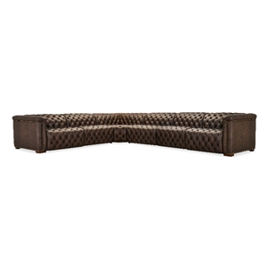 Bowery Hill 6 Seat Brown Leather Sectional with Recliners and Headrests
