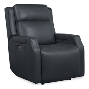 Bowery Hill Zero Gravity Power Recliner in Blue Leather with USB Ports
