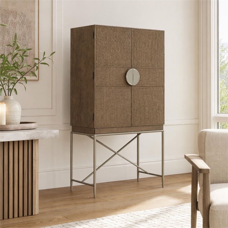Bowery Hill Secretary Desk in Medium Brown Wood with White Oak Veneers