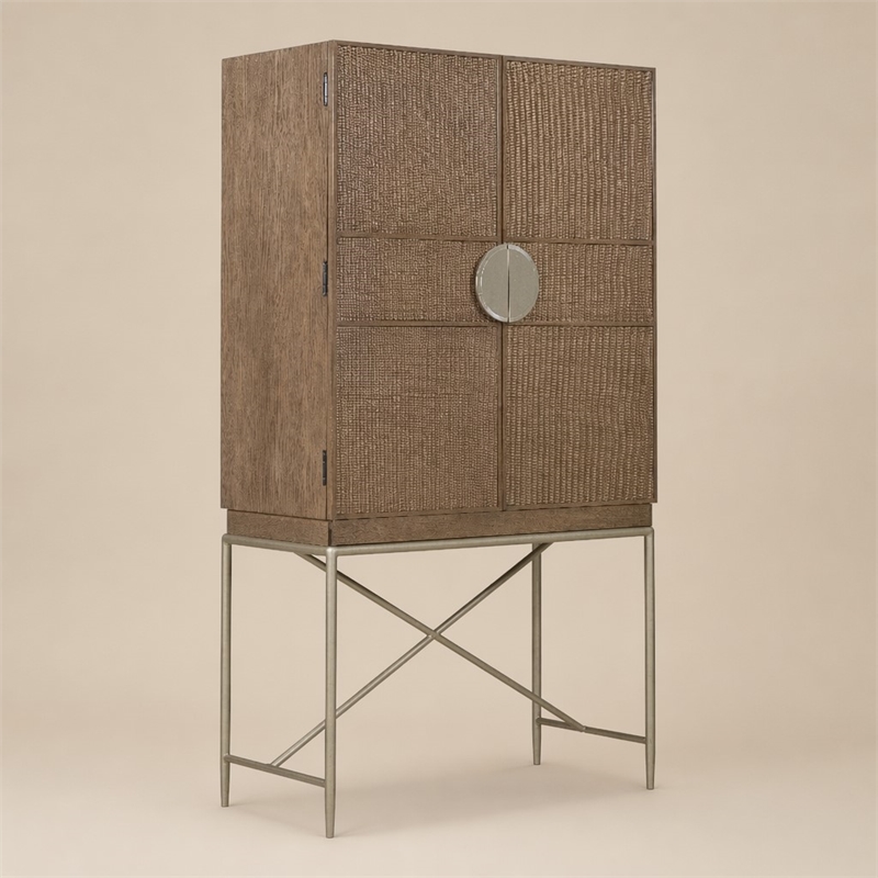 Bowery Hill Secretary Desk in Medium Brown Wood with White Oak Veneers
