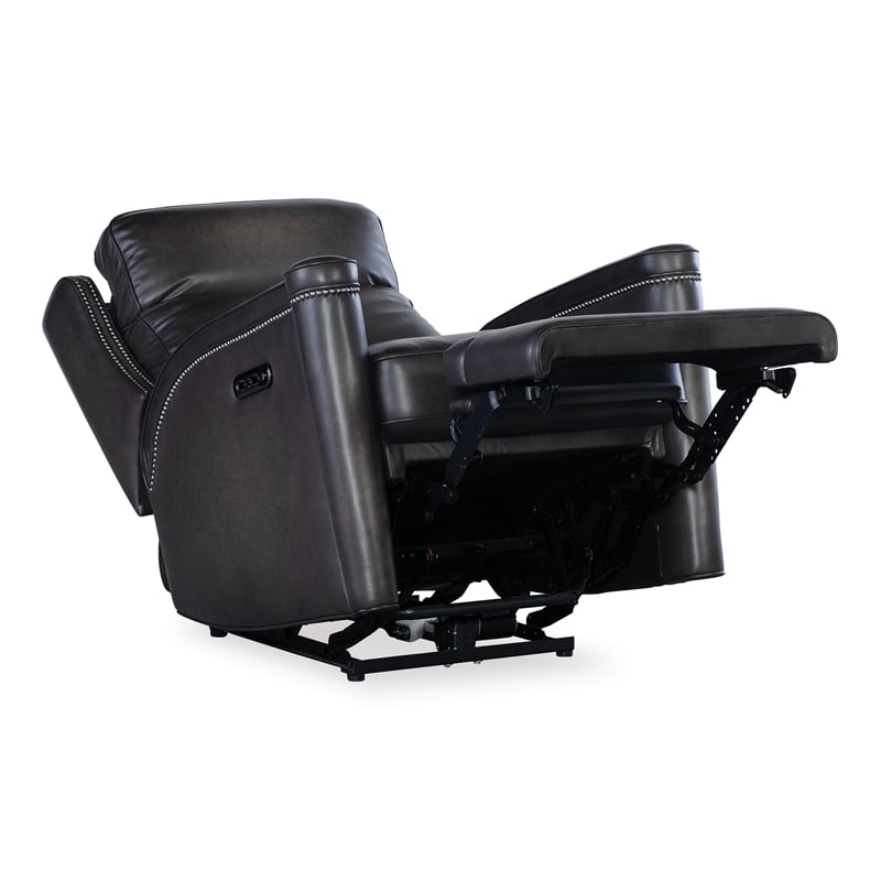Bowery Hill Power Recliner with Power Headrest in Gray Leather