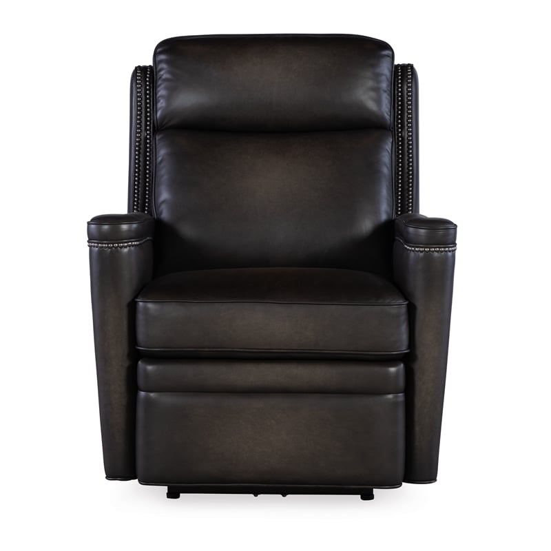Bowery Hill Power Recliner with Power Headrest in Gray Leather