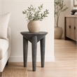 Bowery Hill Pyramid Side Table Mango Wood Dark Finish with Fixed Shelf