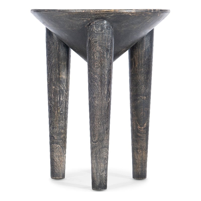 Bowery Hill Pyramid Side Table Mango Wood Dark Finish with Fixed Shelf