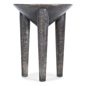 Bowery Hill Pyramid Side Table Mango Wood Dark Finish with Fixed Shelf