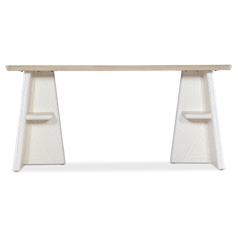 Bowery Hill Effie Writing Table Cream Wood Finish with Carved Pedestals