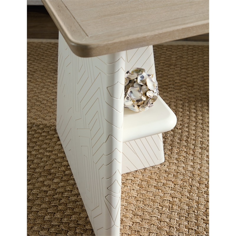 Bowery Hill Effie Writing Table Cream Wood Finish with Carved Pedestals