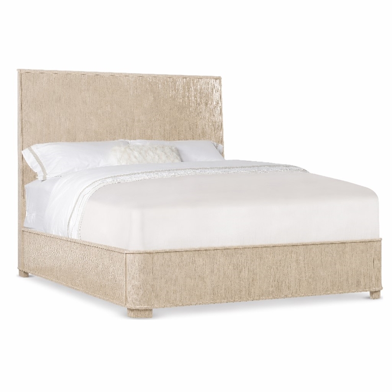 Bowery Hill Queen Panel Bed in Natural Wood Finish with Curved Low Footboard