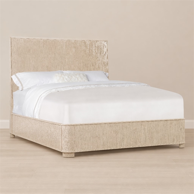 Bowery Hill Queen Panel Bed in Natural Wood Finish with Curved Low Footboard