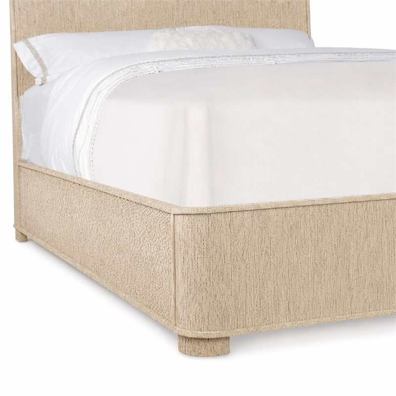 Bowery Hill Queen Panel Bed in Natural Wood Finish with Curved Low Footboard