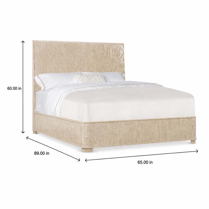 Bowery Hill Queen Panel Bed in Natural Wood Finish with Curved Low Footboard