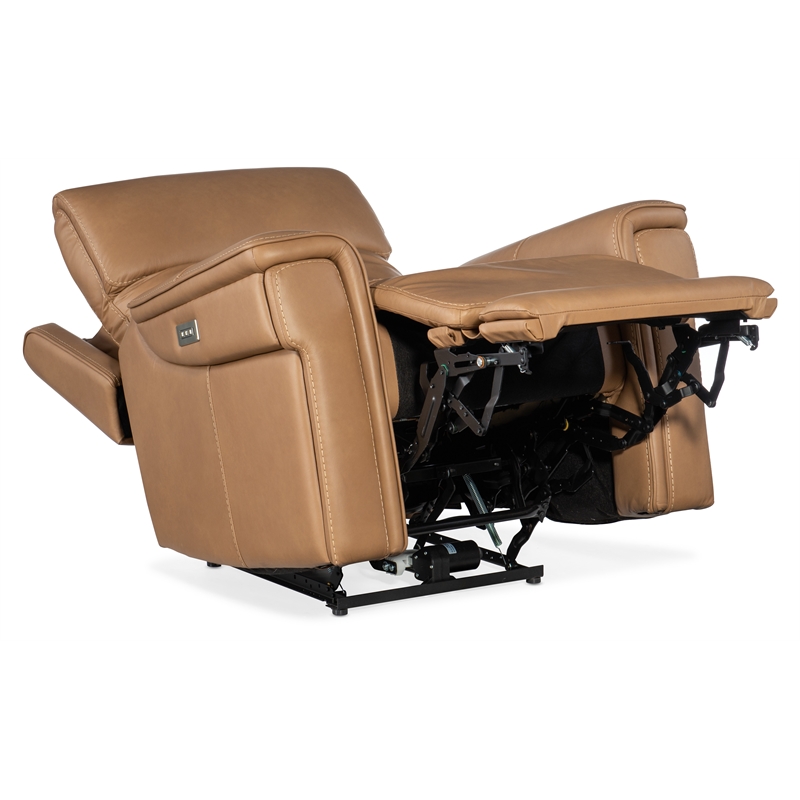 Bowery Hill Zero Gravity Power Recliner with Power Headrest in Brown Leather