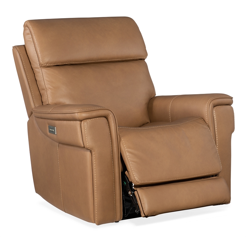 Bowery Hill Zero Gravity Power Recliner with Power Headrest in Brown Leather