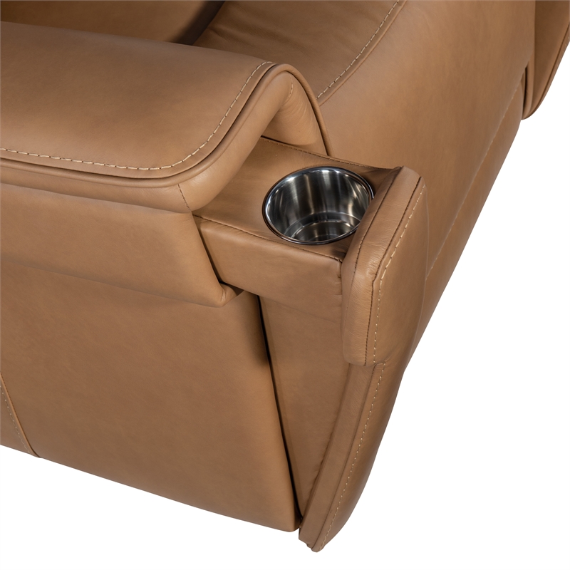 Bowery Hill Zero Gravity Power Recliner with Power Headrest in Brown Leather