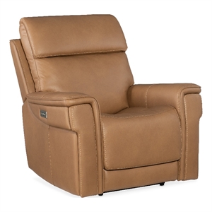 Bowery Hill Zero Gravity Power Recliner with Power Headrest in Brown Leather