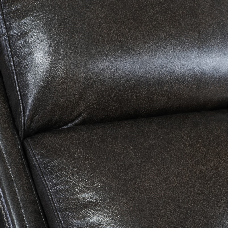 Bowery Hill Power Swivel Glider Recliner in Black Leather Upholstery