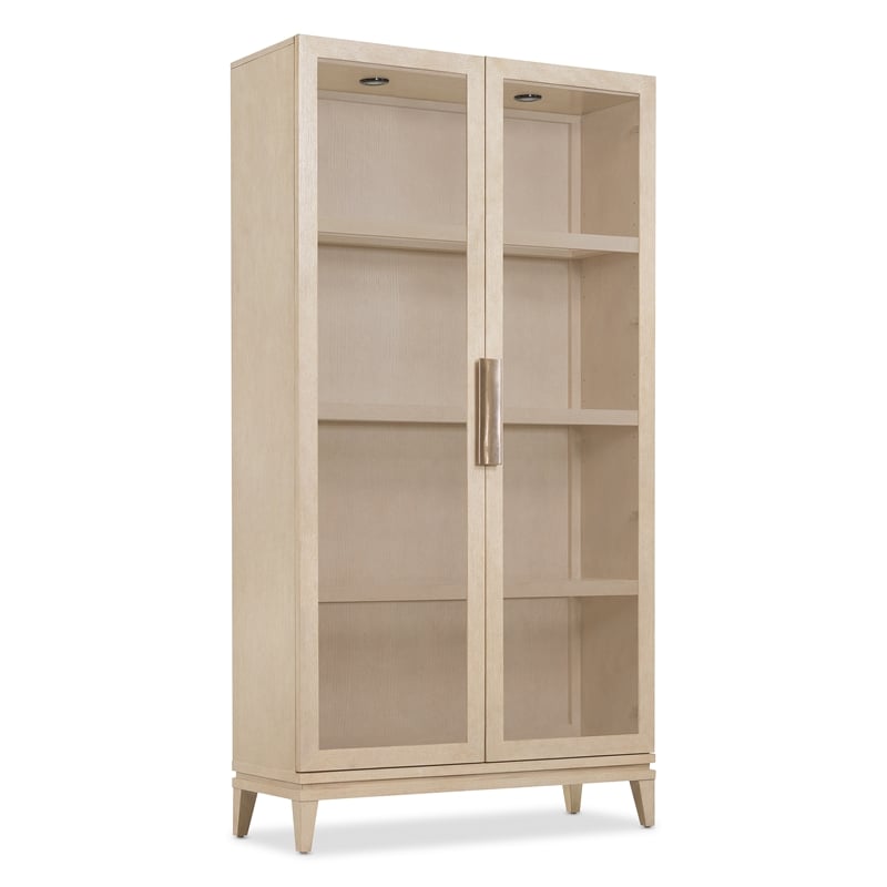 Bowery Hill Display Cabinet with LED Lighting Natural Wood and Glass