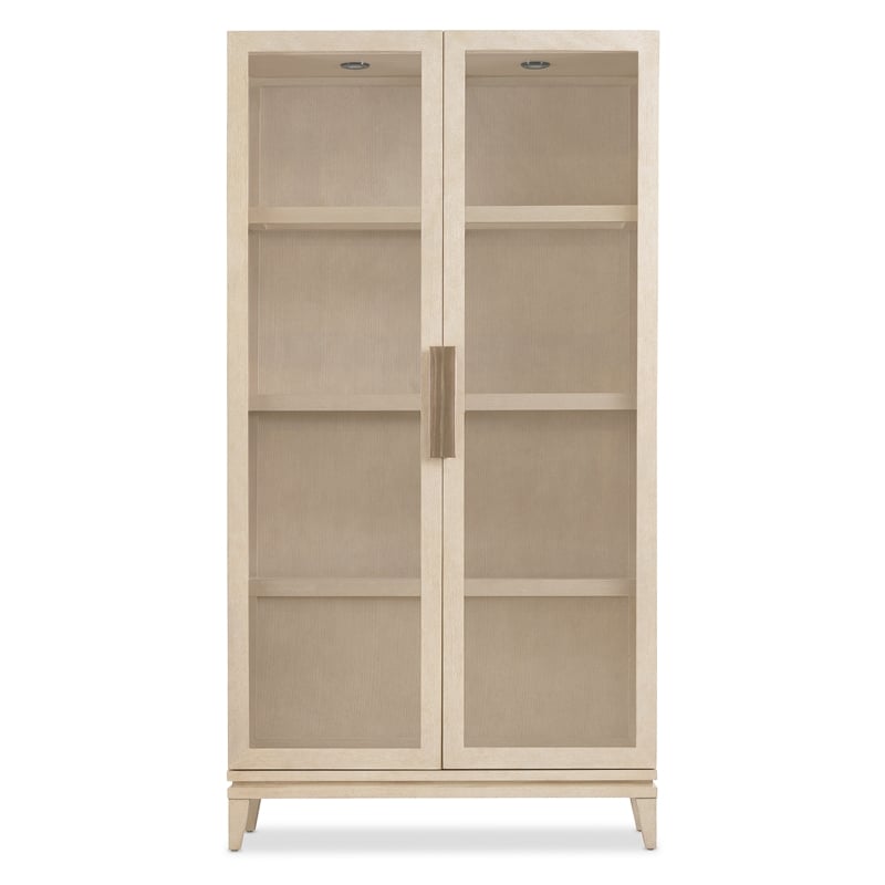 Bowery Hill Display Cabinet with LED Lighting Natural Wood and Glass
