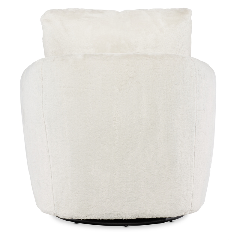 Bowery Hill Swivel Chair with Power Footrest in White Faux Fur Fabric