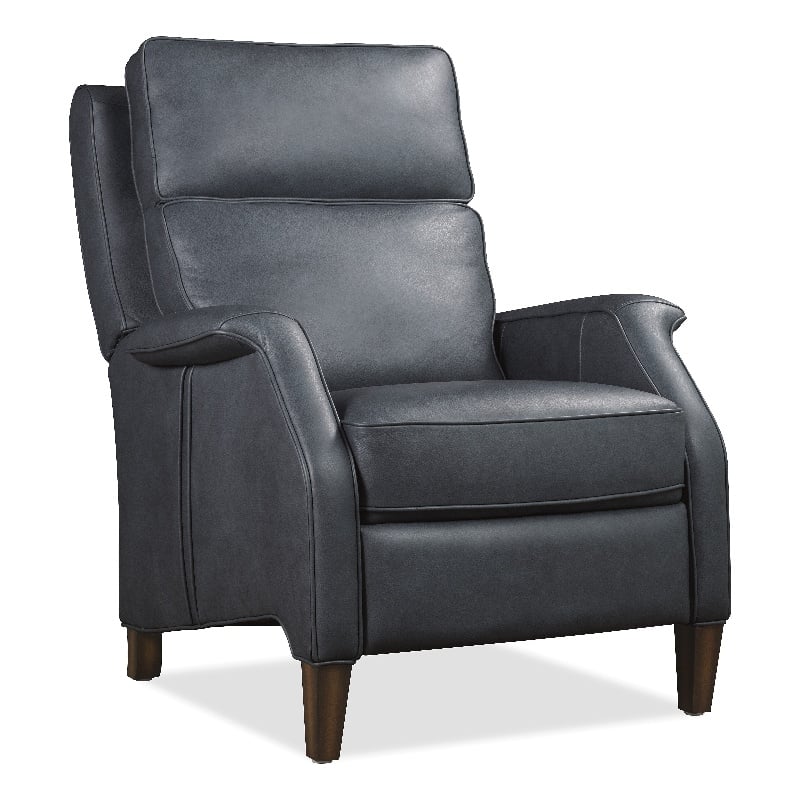 Bowery Hill Wrenn Power Recliner with USB Charging in Blue Leather