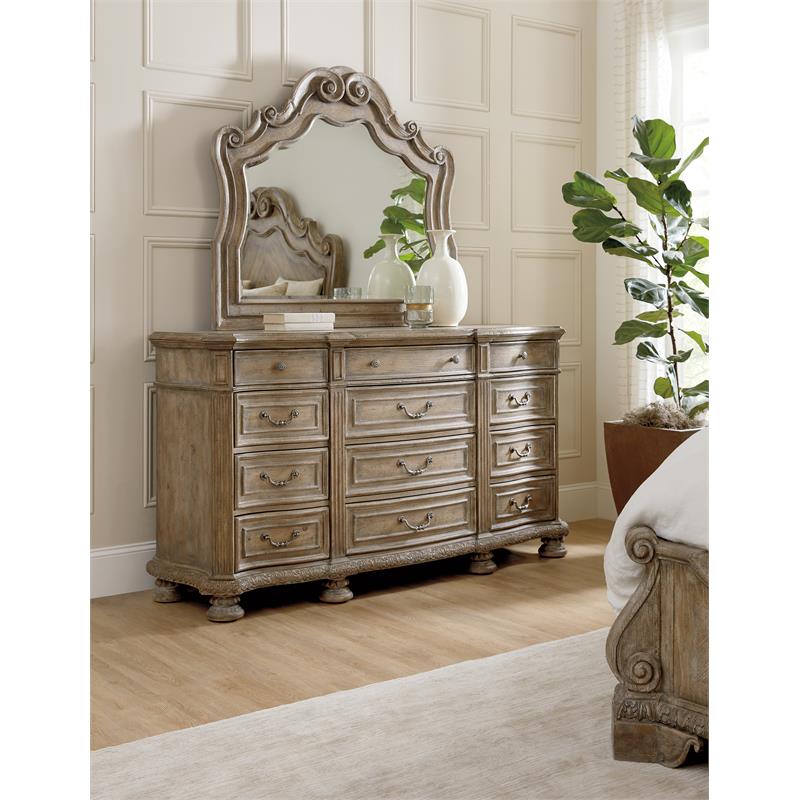 Bowery Hill Traditional Beveled Glass Bedroom Mirror in Antique Slate