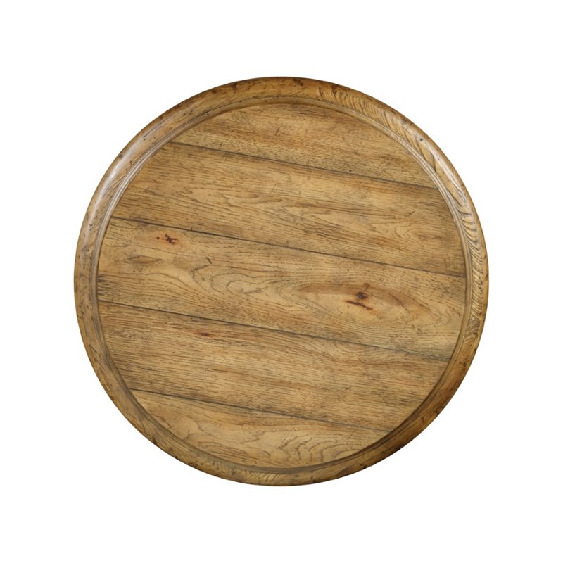 Bowery Hill Round Pedestal Table with Solid Wood Edge Top in Black