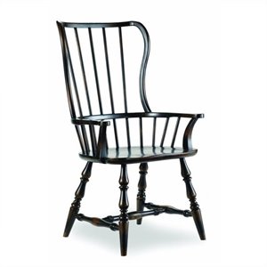 Bowery Hill Spindle Style Hardwood Dining Arm Chair in Ebony Finish
