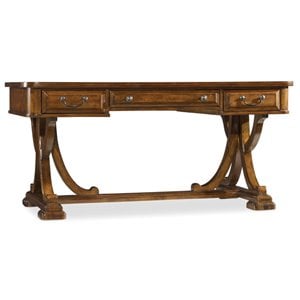 Bowery Hill 3 Drawer Writing Desk with Keyboard Drawer in Medium Wood
