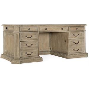 Bowery Hill 7 Drawer Executive Home Office Desk in Antique Slate