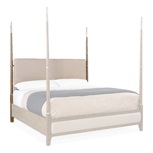 Bowery Hill Queen Oak Veneer and Metal Poster Headboard in Brown/White