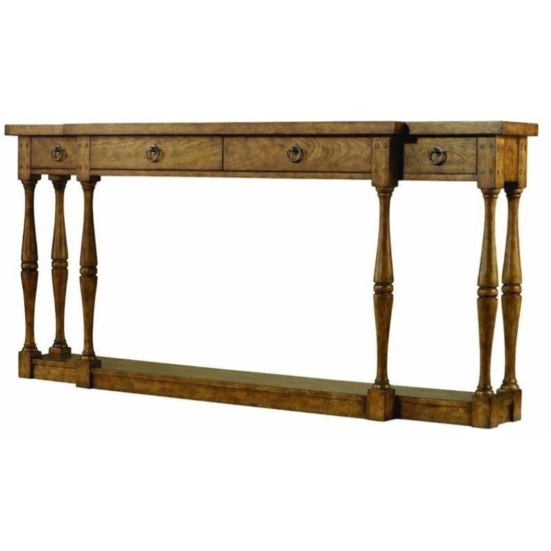 Bowery Hill 4 Drawer Wood Console Table in Drift Brown Finish