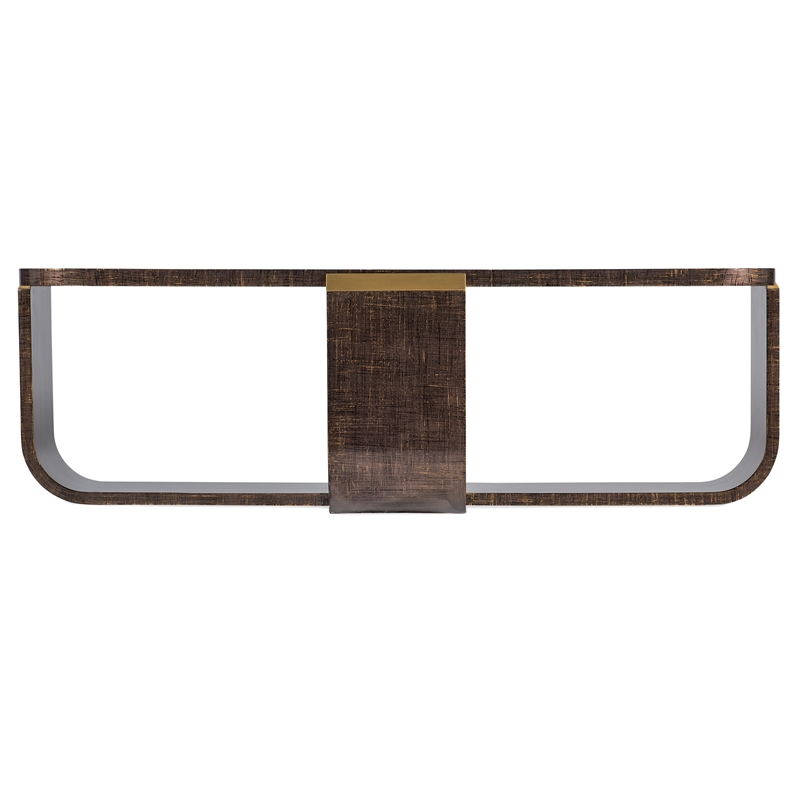 Bowery Hill Rectangle Cocktail Table with Gold Metal X-Motif Base