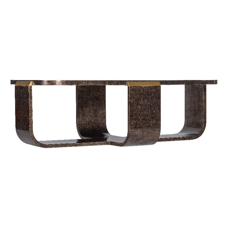 Bowery Hill Rectangle Cocktail Table with Gold Metal X-Motif Base