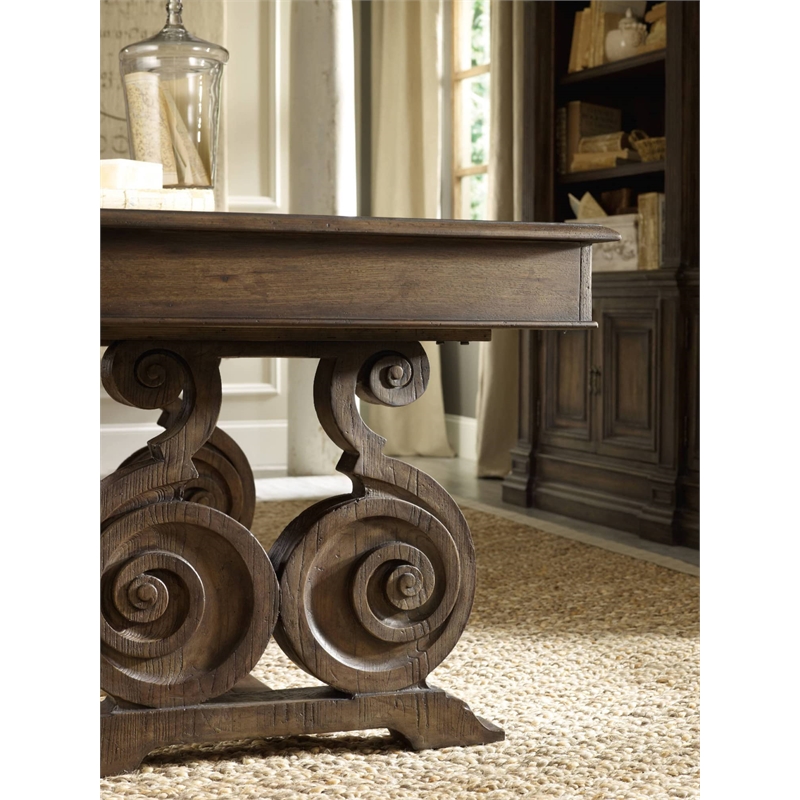 Bowery Hill 3 Drawer Home Office Writing Desk in Rustic Walnut Brown