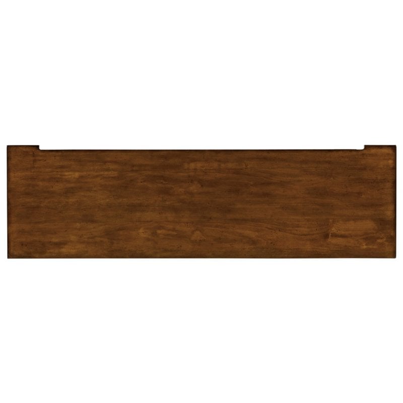 Bowery Hill 6 Door Seeded Glass Buffet with 3 Drawers in Medium Wood