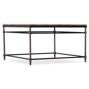 Bowery Hill Square Acacia Cocktail Table in Light Natural and Bronze