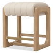 Bowery Hill Backless White Oak Counter Stool in Sunbleached Beige Leather