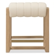 Bowery Hill Backless White Oak Counter Stool in Sunbleached Beige Leather