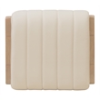 Bowery Hill Backless White Oak Counter Stool in Sunbleached Beige Leather