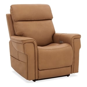 Bowery Hill Power Lift Recliner Chair with Headrest in Brown Leather
