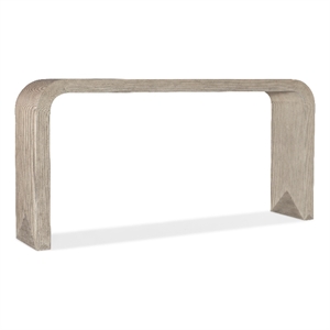 Bowery Hill Rectangle Ridged Console Table in Light Brown Wood Finish