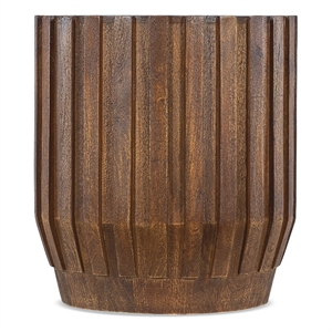Bowery Hill 22&quot Round Mango Wood End Table in Medium Brown Finish