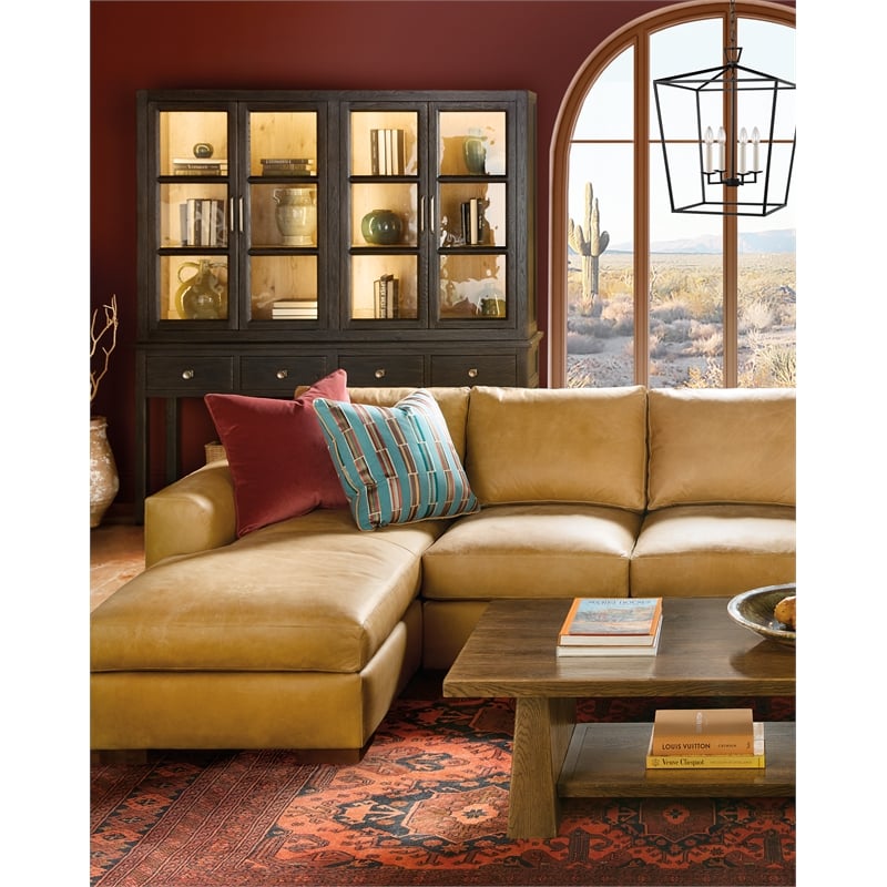 Bowery Hill Rectangle Oak Cocktail Table in Worn Saddle Brown Wood