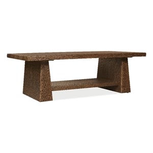 Bowery Hill Rectangle Oak Cocktail Table in Worn Saddle Brown Wood