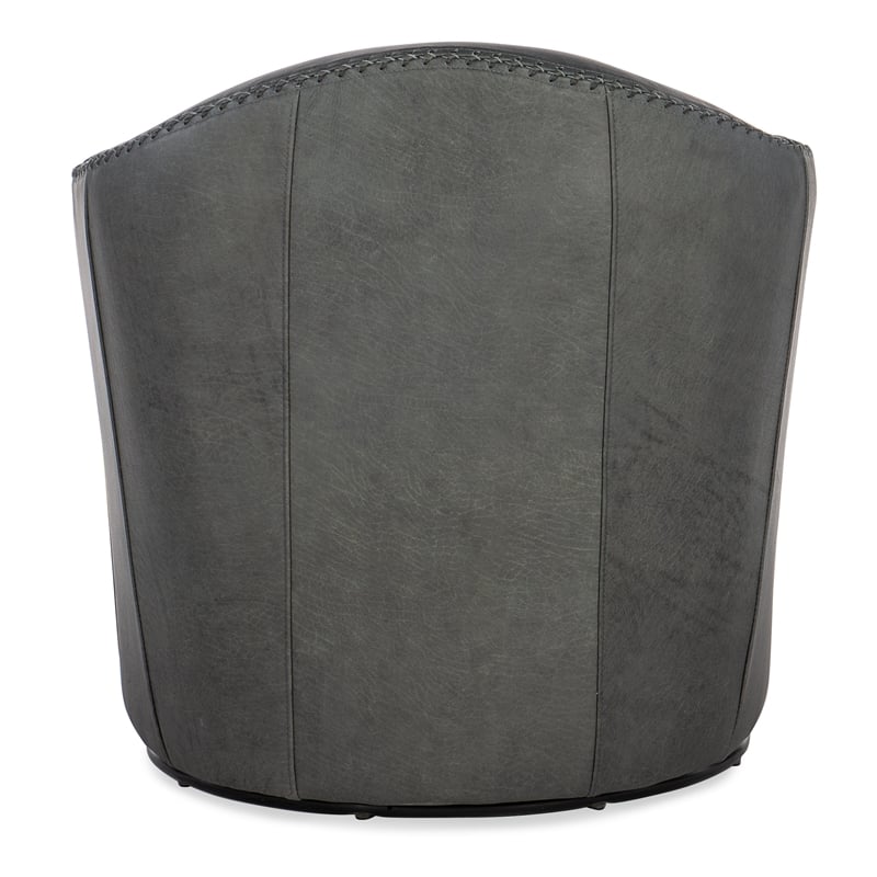 Bowery Hill Barrel Swivel Club Chair in Big Top Gray Steel Leather
