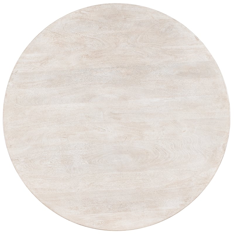 Bowery Hill Round Mango Wood Pedestal Dining Table in Cream White